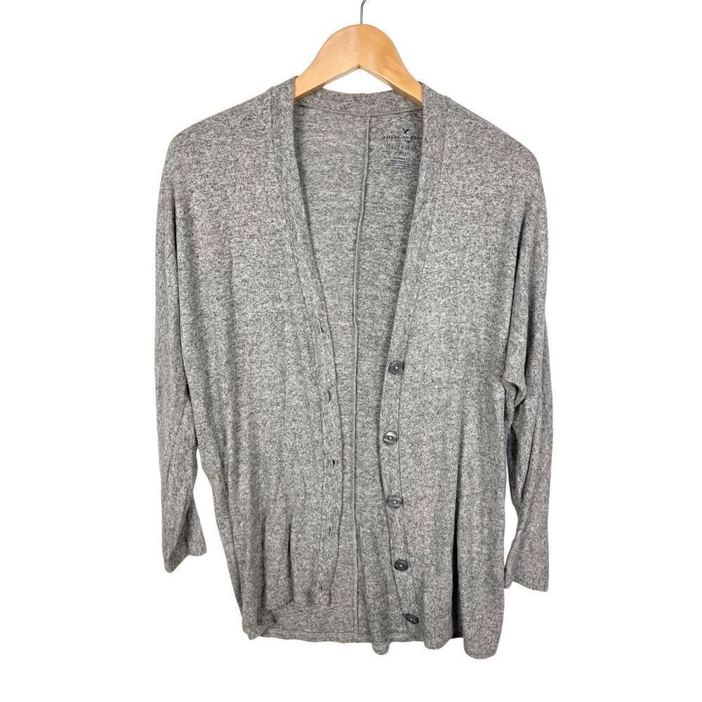 American Eagle Soft & Sexy Plush Cardigan Sweater V Neck Gray women’s size XS
